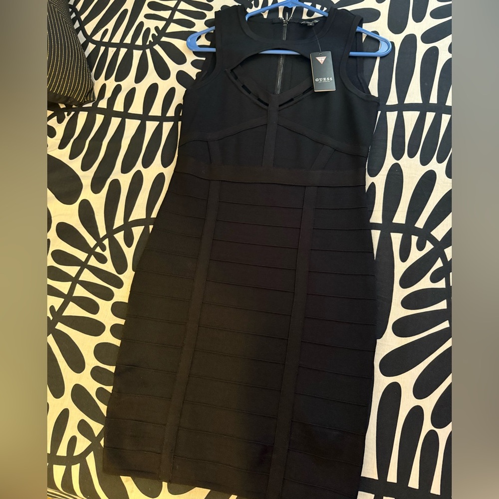 Black GUESS Bust Cut Out Mirage Dress